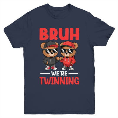 Bruh We're Twinning Boys Twin Day Spirit Week Bear Kids Youth Shirt | teecentury