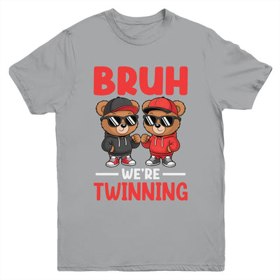 Bruh We're Twinning Boys Twin Day Spirit Week Bear Kids Youth Shirt | teecentury
