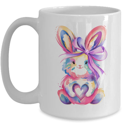 Brushstroke Bunny Easter Pink Bunny Coquette Bow Girls Mug | teecentury