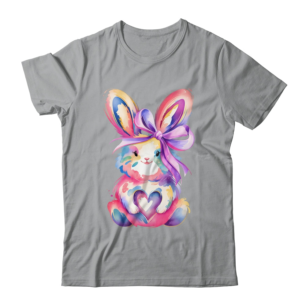 Brushstroke Bunny Easter Pink Bunny Coquette Bow Girls Shirt & Sweatshirt | teecentury