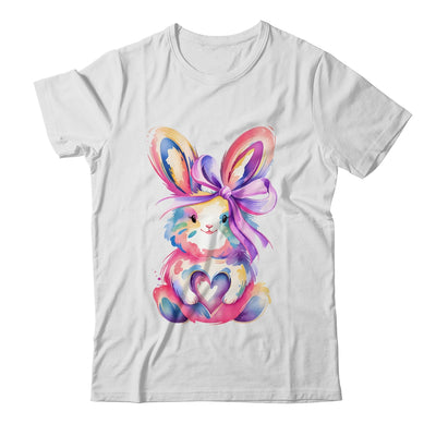 Brushstroke Bunny Easter Pink Bunny Coquette Bow Girls Shirt & Sweatshirt | teecentury