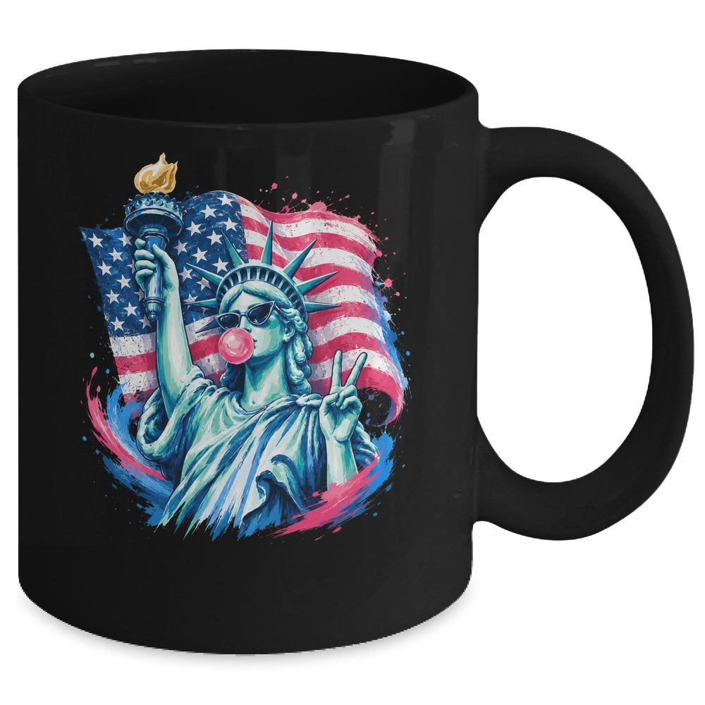 Brushstroke Statue Of Liberty Blowing Bubble Gum 4Th Of July Mug | teecentury