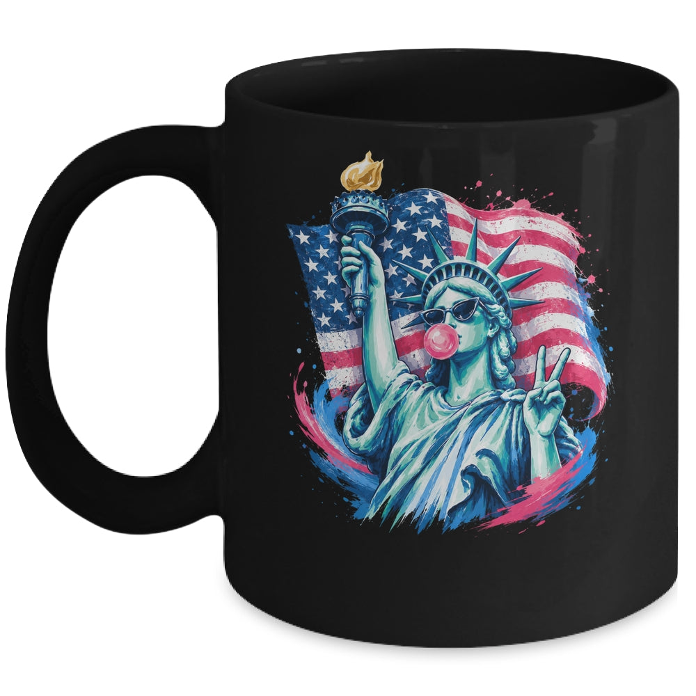 Brushstroke Statue Of Liberty Blowing Bubble Gum 4Th Of July Mug | teecentury