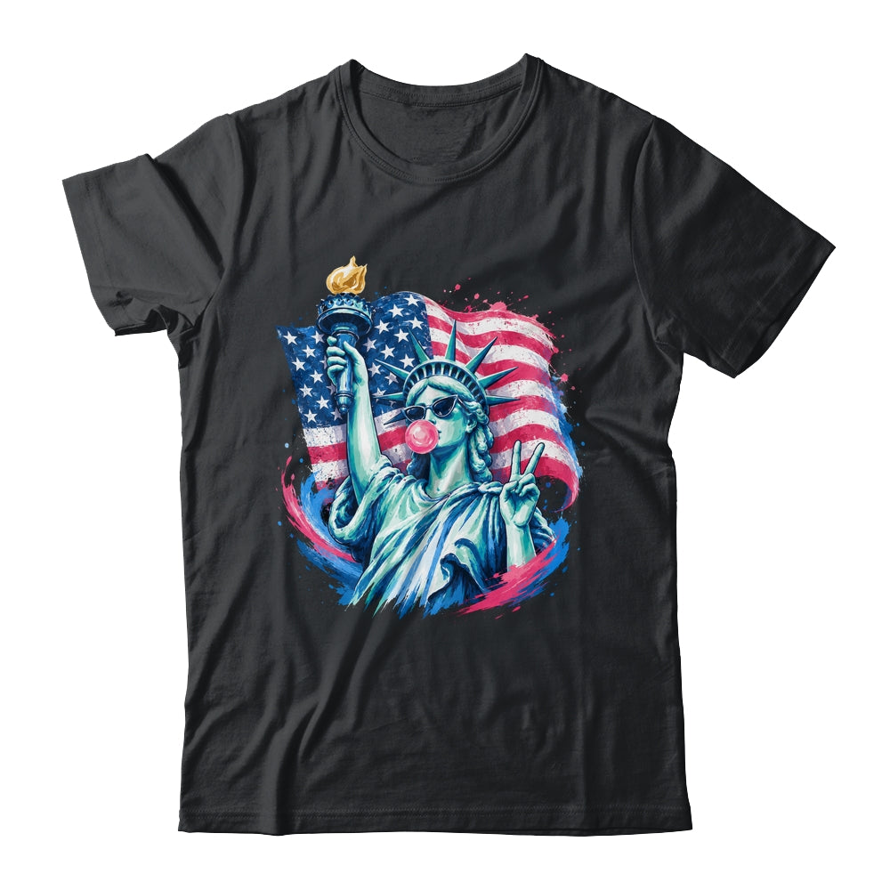 Brushstroke Statue Of Liberty Blowing Bubble Gum 4Th Of July Shirt & Tank Top | teecentury