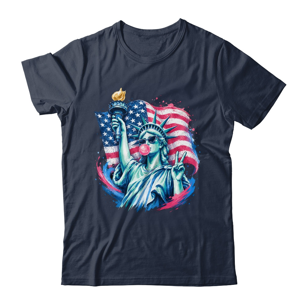 Brushstroke Statue Of Liberty Blowing Bubble Gum 4Th Of July Shirt & Tank Top | teecentury