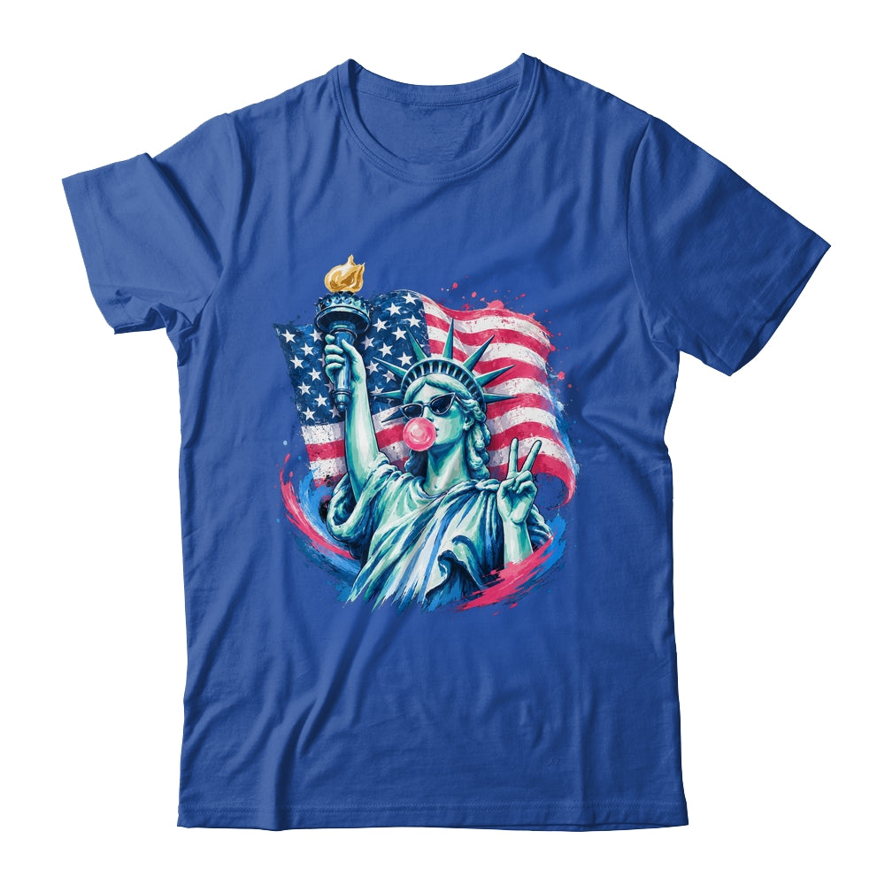 Brushstroke Statue Of Liberty Blowing Bubble Gum 4Th Of July Shirt & Tank Top | teecentury