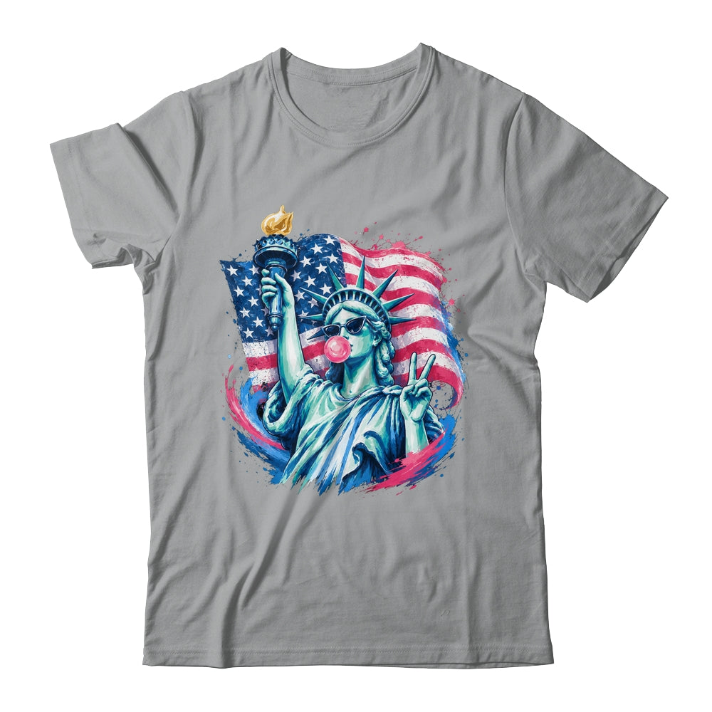 Brushstroke Statue Of Liberty Blowing Bubble Gum 4Th Of July Shirt & Tank Top | teecentury