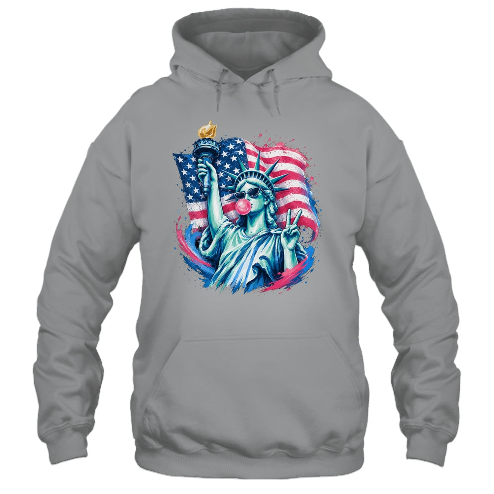 Brushstroke Statue Of Liberty Blowing Bubble Gum 4Th Of July Shirt & Tank Top | teecentury