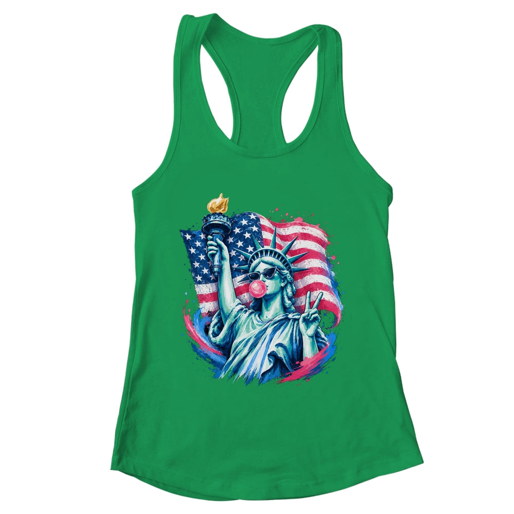 Brushstroke Statue Of Liberty Blowing Bubble Gum 4Th Of July Shirt & Tank Top | teecentury