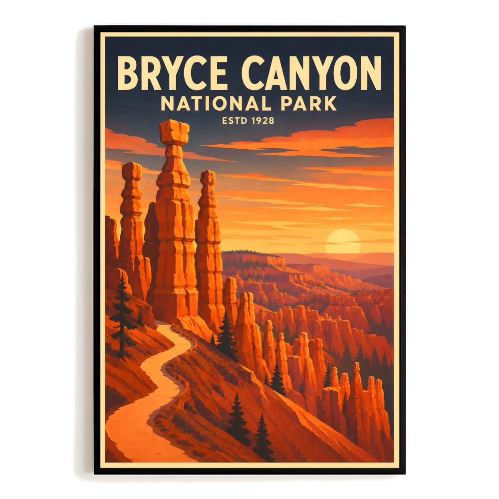 Bryce Canyon National Park Travel Poster Vintage Landscape Wall Art Souvenir Print Painting Picture For Home Room Living Room Office Bedroom Kitchen Decor Unframed | teecentury