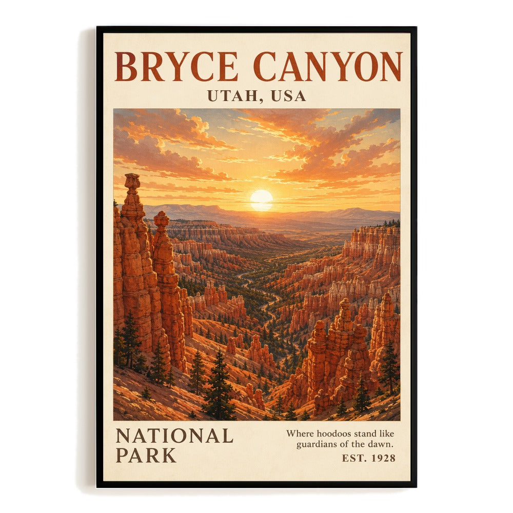 Bryce Canyon National Park Utah Travel Poster Vintage Landscape Wall Art Decor Souvenir Print Painting Picture For Home Living Room Office Bedroom Kitchen Unframed | teecentury