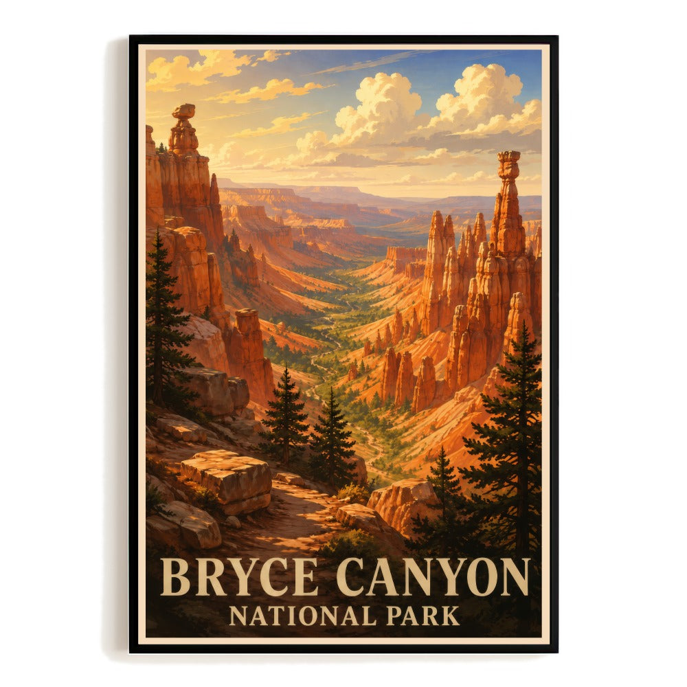 Bryce Canyon Utah Travel Poster Vintage Red Rocks Adventure Landscape Wall Art Decor For Home Living Room Office Bedroom Souvenir Gift Print Painting Picture Unframed | teecentury