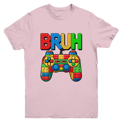 Building Blocks Bruh Boys Kids Birthday Brick Builder Gamer Youth Shirt | teecentury
