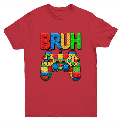 Building Blocks Bruh Boys Kids Birthday Brick Builder Gamer Youth Shirt | teecentury