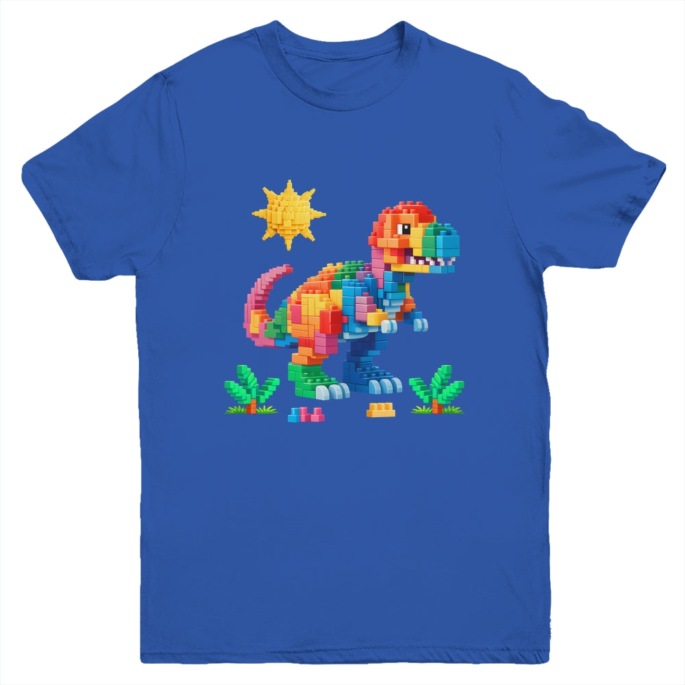 Building Bricks Builder Block Dinosaur T-Rex Boys Kids Men Youth Shirt | teecentury