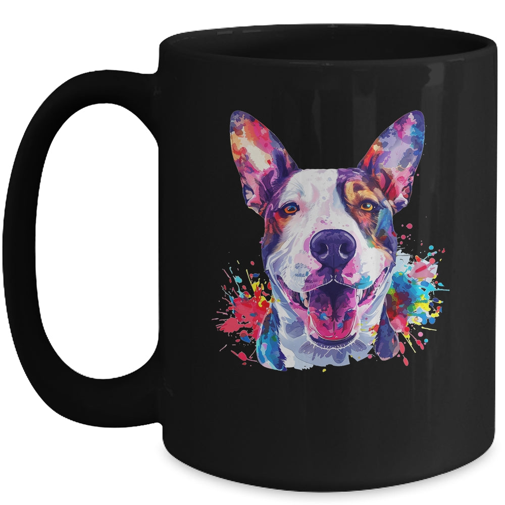 Bull Terrier Mom Lover Puppy Dog Watercolor Tie Dye Painting Mug | teecentury