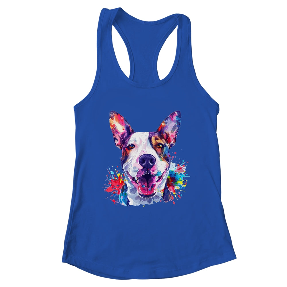 Bull Terrier Mom Lover Puppy Dog Watercolor Tie Dye Painting Shirt & Tank Top | teecentury