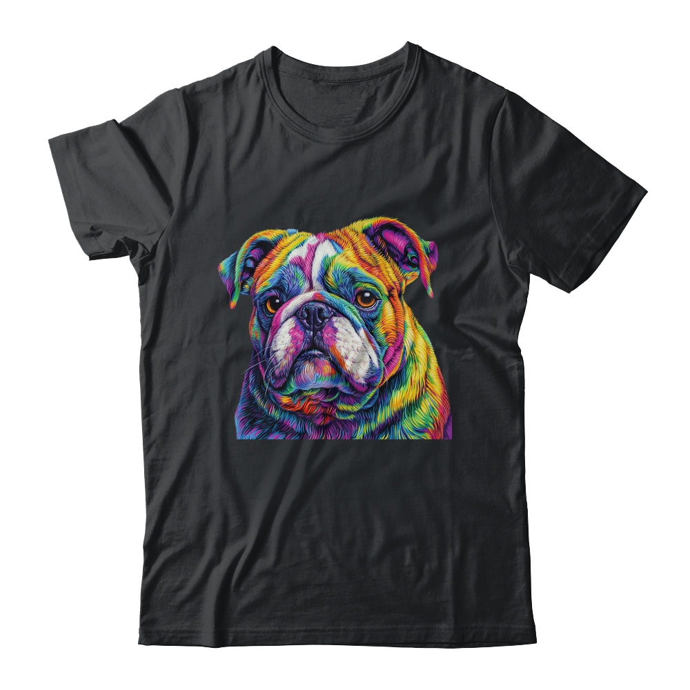 Bulldog Dog Colorful Face Dog Lover Men Women Shirt & Tank Top | teecentury