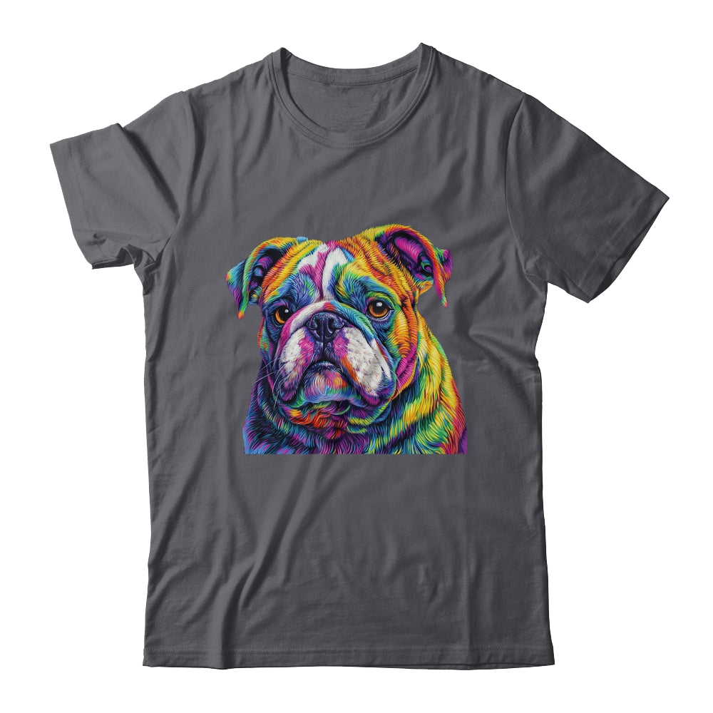 Bulldog Dog Colorful Face Dog Lover Men Women Shirt & Tank Top | teecentury