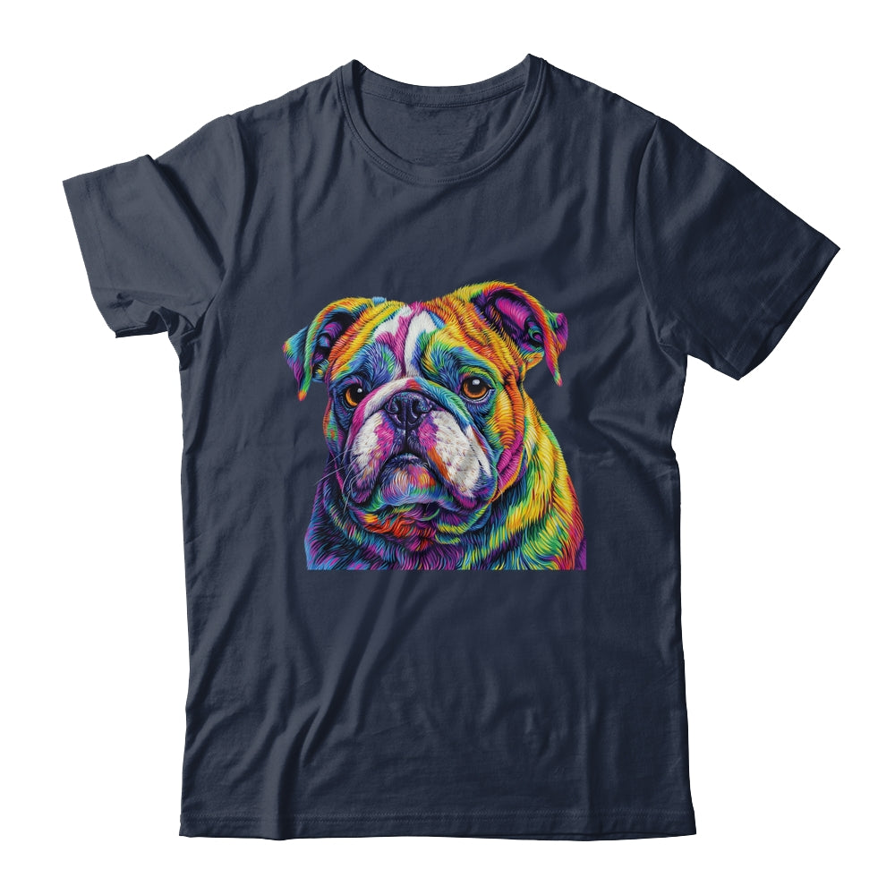Bulldog Dog Colorful Face Dog Lover Men Women Shirt & Tank Top | teecentury