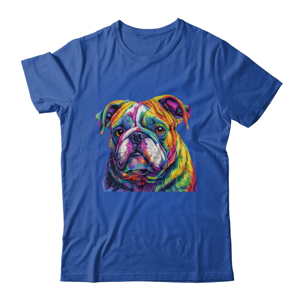 Bulldog Dog Colorful Face Dog Lover Men Women Shirt & Tank Top | teecentury