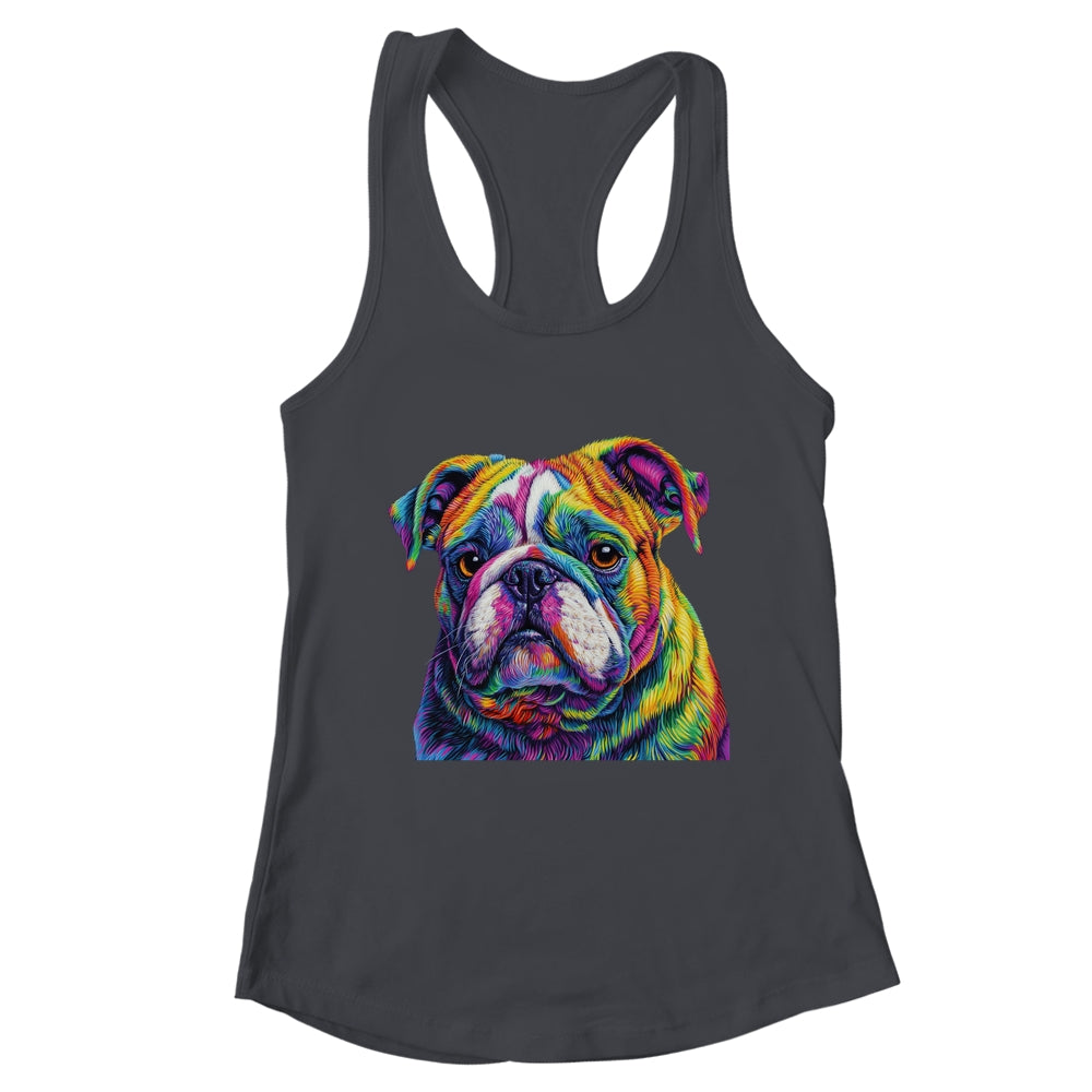 Bulldog Dog Colorful Face Dog Lover Men Women Shirt & Tank Top | teecentury