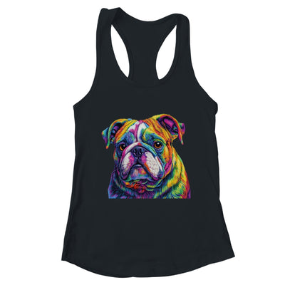 Bulldog Dog Colorful Face Dog Lover Men Women Shirt & Tank Top | teecentury