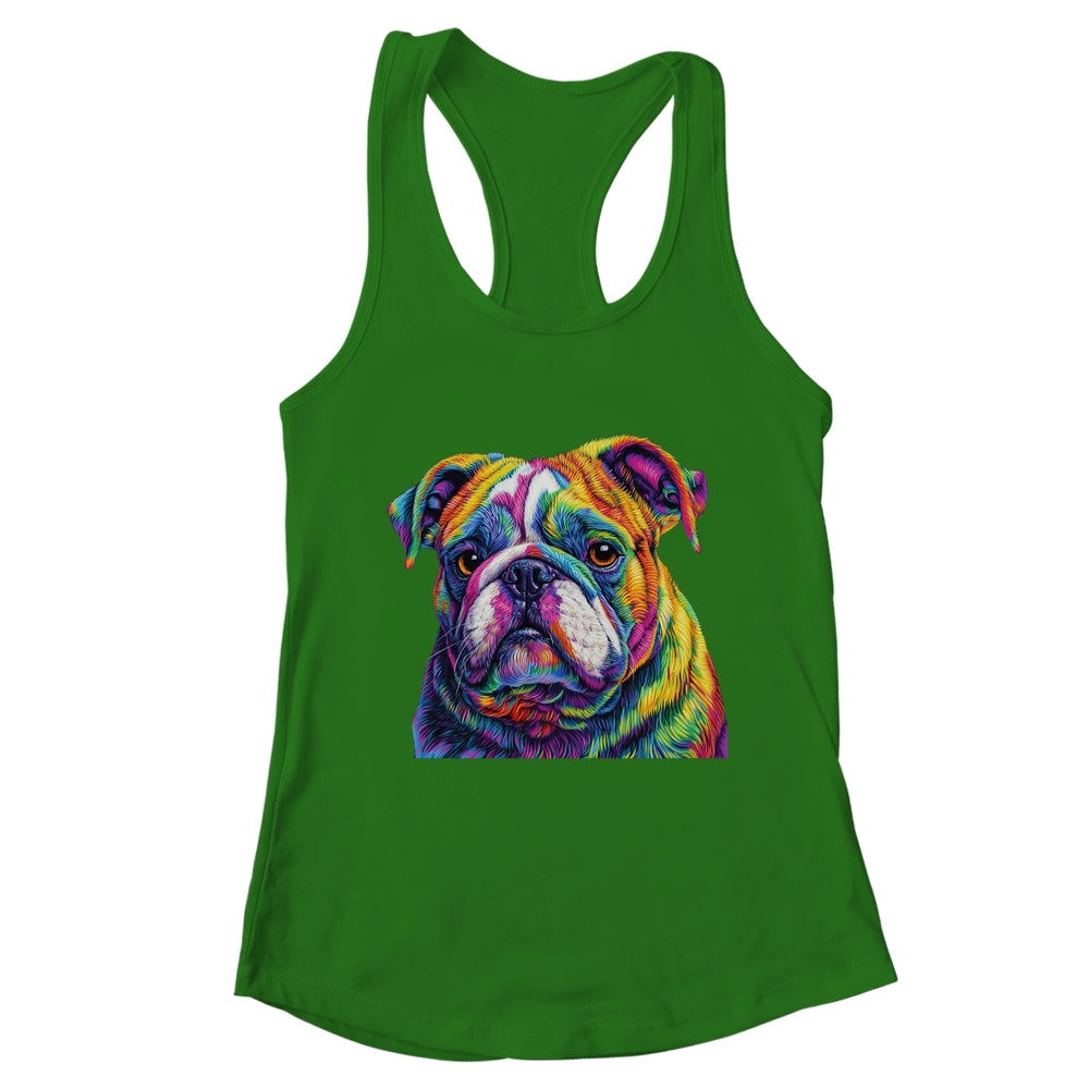 Bulldog Dog Colorful Face Dog Lover Men Women Shirt & Tank Top | teecentury