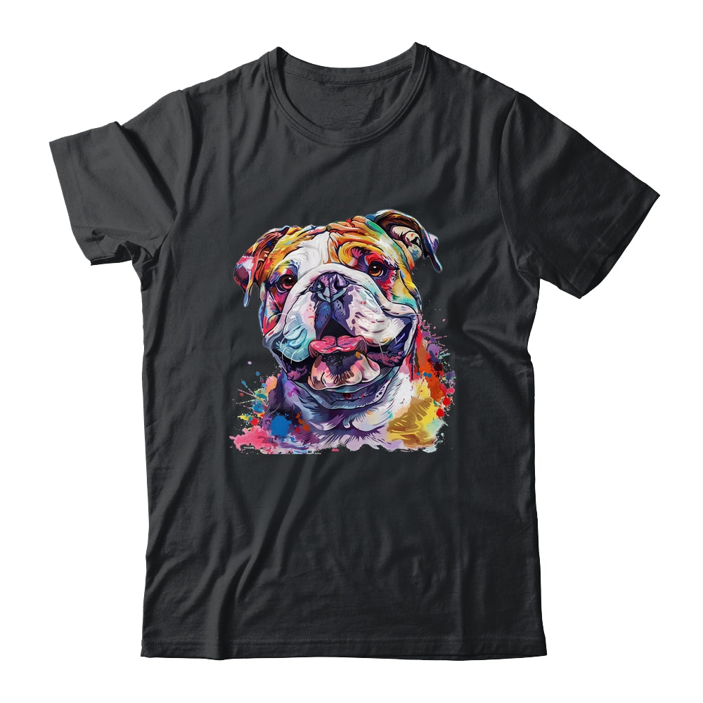 Bulldog Mom Lover Puppy Dog Watercolor Tie Dye Painting Shirt & Tank Top | teecentury