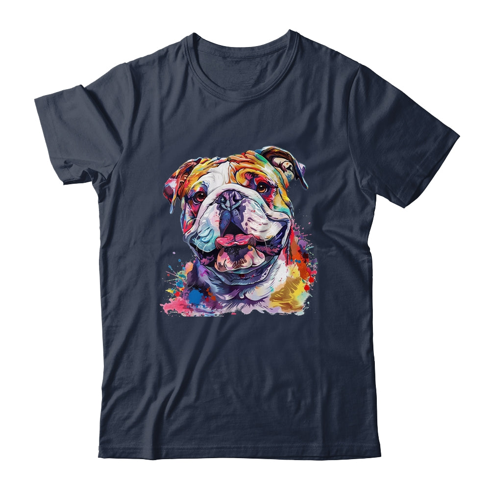 Bulldog Mom Lover Puppy Dog Watercolor Tie Dye Painting Shirt & Tank Top | teecentury