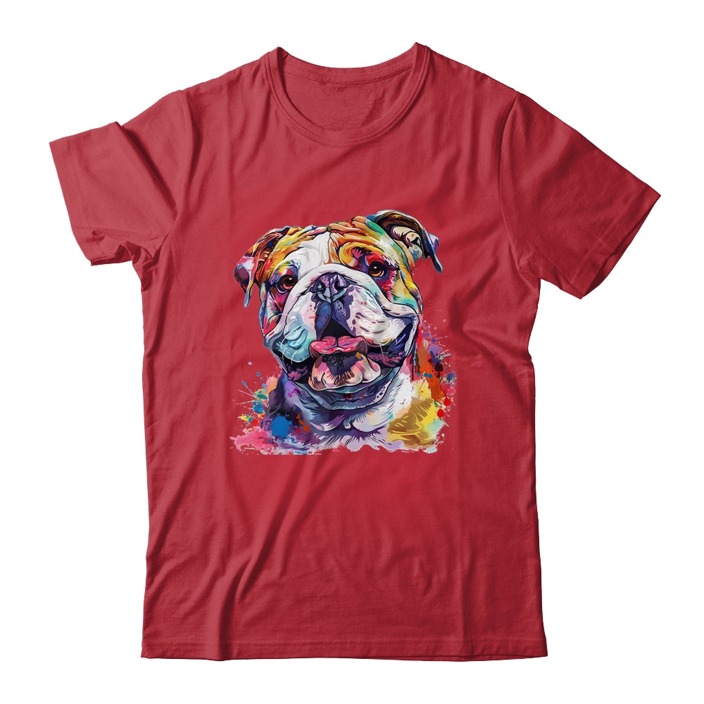 Bulldog Mom Lover Puppy Dog Watercolor Tie Dye Painting Shirt & Tank Top | teecentury