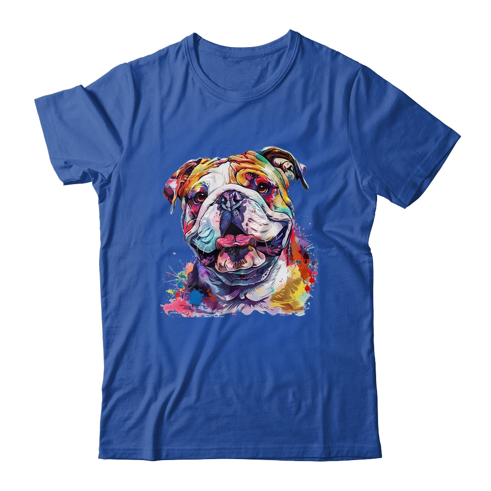 Bulldog Mom Lover Puppy Dog Watercolor Tie Dye Painting Shirt & Tank Top | teecentury