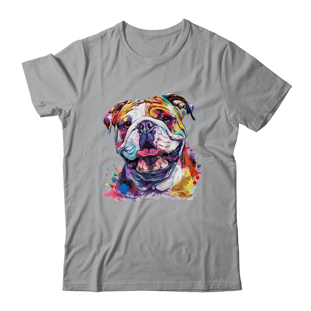 Bulldog Mom Lover Puppy Dog Watercolor Tie Dye Painting Shirt & Tank Top | teecentury