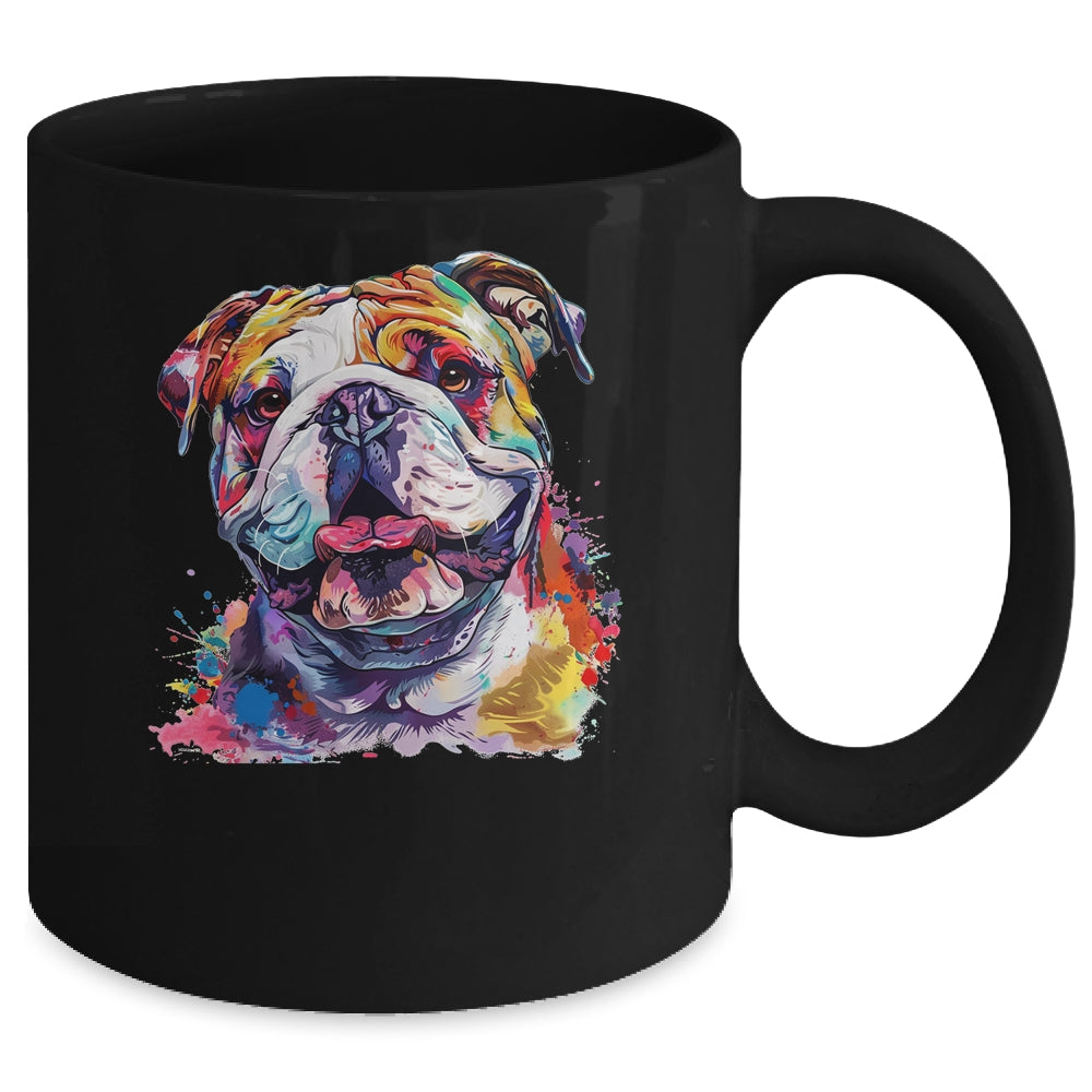 Bulldog Mom Lover Puppy Dog Watercolor Tie Dye Painting Mug | teecentury