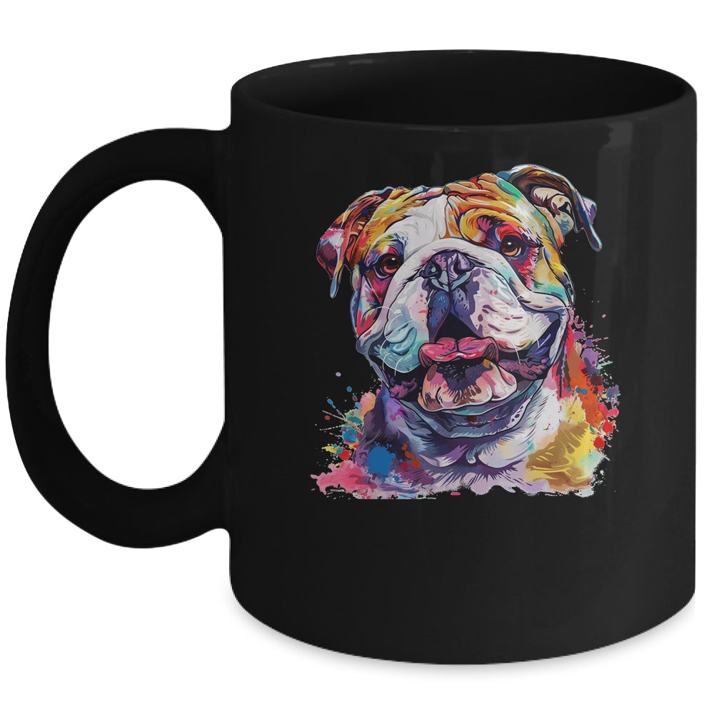 Bulldog Mom Lover Puppy Dog Watercolor Tie Dye Painting Mug | teecentury