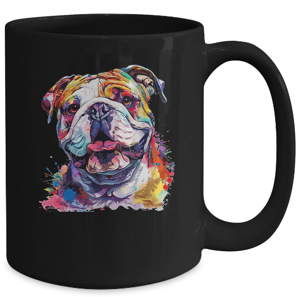 Bulldog Mom Lover Puppy Dog Watercolor Tie Dye Painting Mug | teecentury