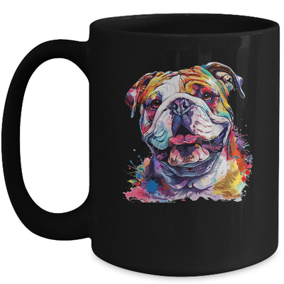 Bulldog Mom Lover Puppy Dog Watercolor Tie Dye Painting Mug | teecentury