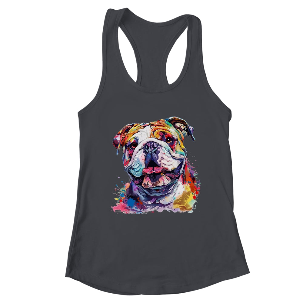 Bulldog Mom Lover Puppy Dog Watercolor Tie Dye Painting Shirt & Tank Top | teecentury