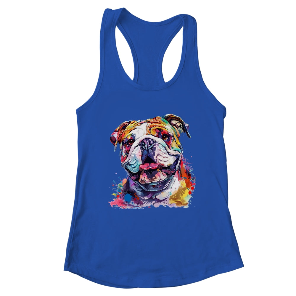 Bulldog Mom Lover Puppy Dog Watercolor Tie Dye Painting Shirt & Tank Top | teecentury