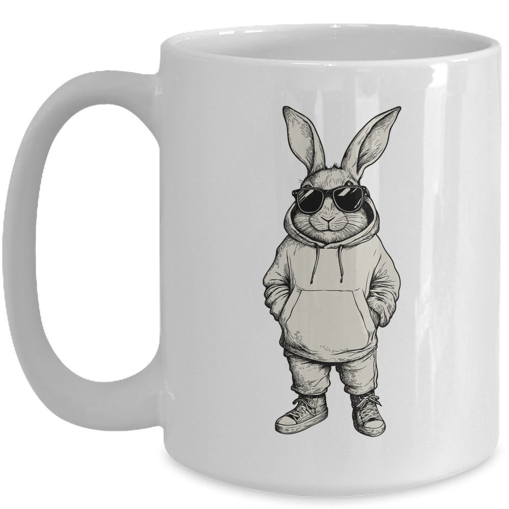 Bunny Face With Sunglasses Easter Day For Boys Men Kids Mug | teecentury