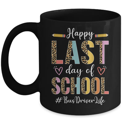 Bus Driver Happy Last Day Of School Summer Funny Leopard Mug | teecentury
