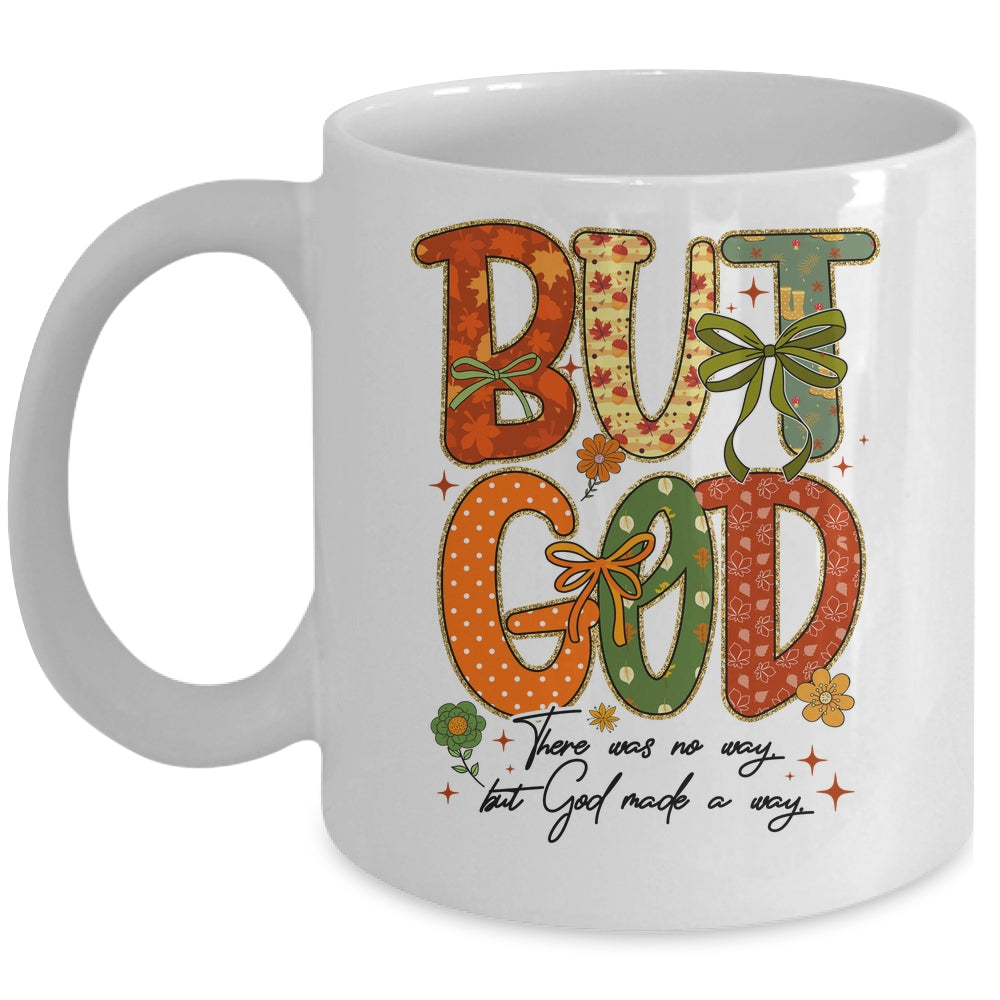 But God Christian Fall Autumn Thankful Floral Coquette Bow Mug | teecentury