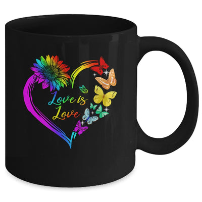 Butterfly Heart Rainbow Love Is Love LGBT Gay Lesbian Pride Mug | teecentury
