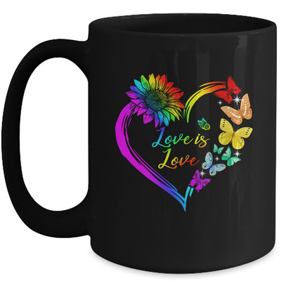 Butterfly Heart Rainbow Love Is Love LGBT Gay Lesbian Pride Mug | teecentury