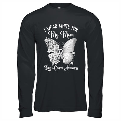 Butterfly I Wear White For My Mom Lung Cancer Awareness Shirt & Hoodie | teecentury