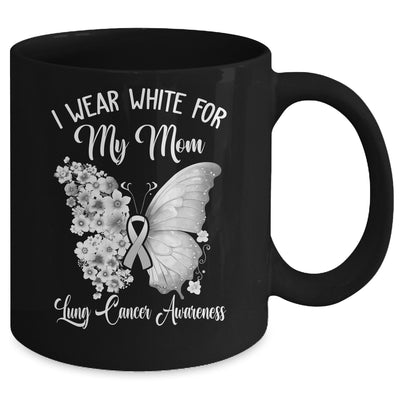Butterfly I Wear White For My Mom Lung Cancer Awareness Mug | teecentury