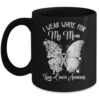 Butterfly I Wear White For My Mom Lung Cancer Awareness Mug | teecentury