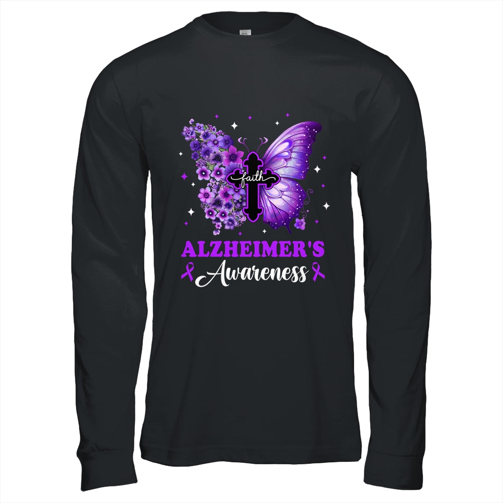 Butterfly Purple Faith Support Fight Alzheimer's Awareness Shirt & Hoodie | teecentury