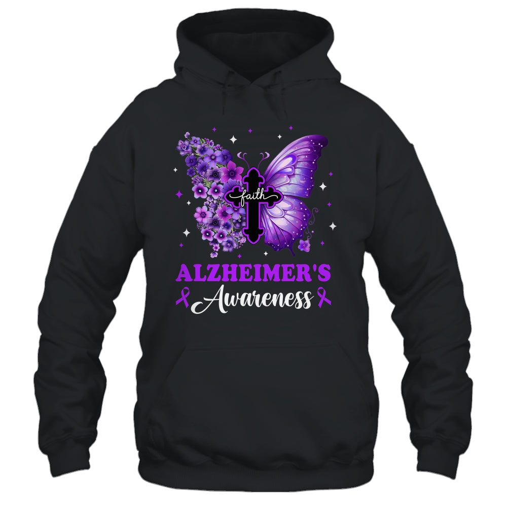Butterfly Purple Faith Support Fight Alzheimer's Awareness Shirt & Hoodie | teecentury