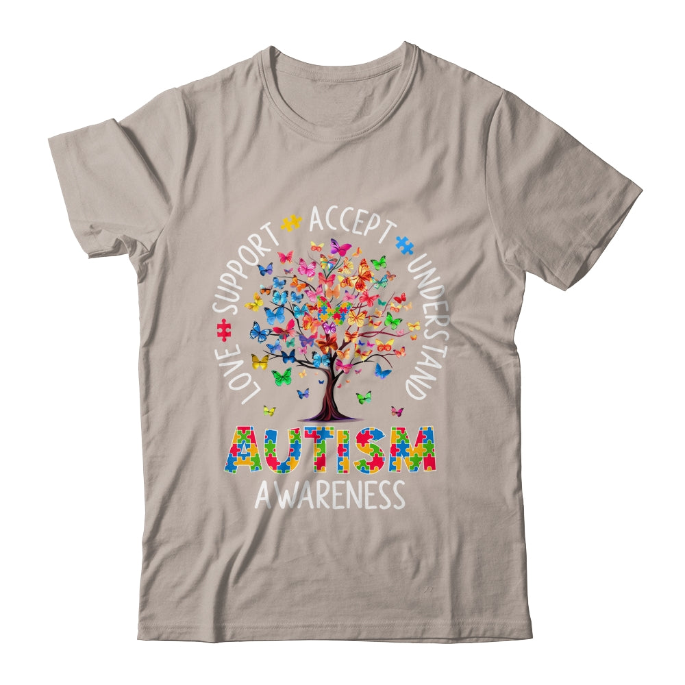 Butterfly Tree Autism Love Accept Support Autism Month Shirt & Tank Top | teecentury